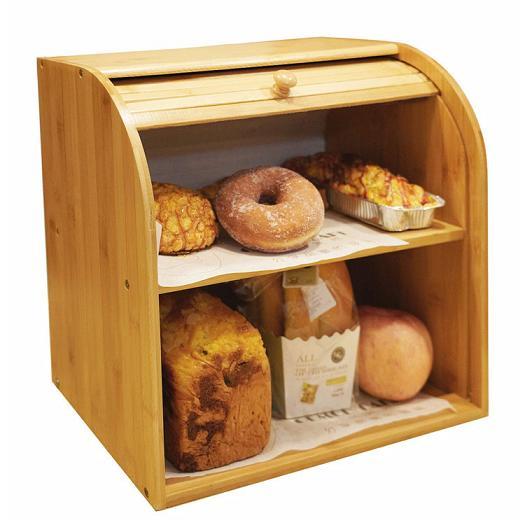 Two-Layer bamboo Bread Box